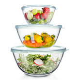 WhiteRhino front view of full bowl set for neat countertop storage