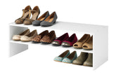 Whitmor front view white 2-shelf organizer showing tidy storage benefit