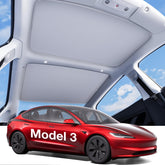 Wigoo front panel fitted to Tesla Model 3 roof for sun protection and cooler cabin