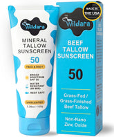 Wildara frasco frontal mostrando diseño y SPF 50, protección visible