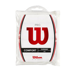 Wilson paquete frontal en bolsa resellable mostrando 12 overgrips y fácil transporte