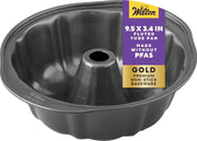 Wilton molde frontal mostrando acabado dorado y beneficio de presentación profesional