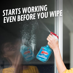 Windex en uso limpiando ventana para brillo sin rayas rápidamente