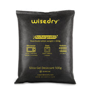 wisedry front packaging showing two 500g bags and product benefit dry cabin