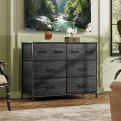 WLIVE dresser top surface detail with lamp and decor demonstrating sturdy FSC-certified wood top