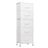 WLIVE tall dresser front view showing five drawers and slim design for space saving