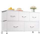 WLIVE wide dresser front view showing clean white finish and five drawers for organized storage