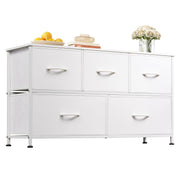 WLIVE wide dresser front view showing clean white finish and five drawers for organized storage
