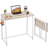 WOHOMO front view of folding desk showing oak finish and usable workspace benefit