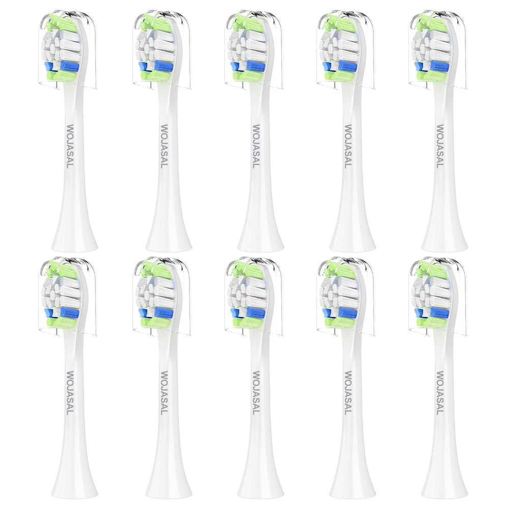 WOJASAL pack frontal mostrando 10 cabezales y tapas, conveniencia inmediata