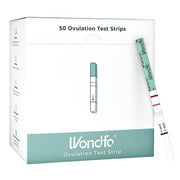 Wondfo empaque frontal mostrando pack de 50 tiras y ventaja económica
