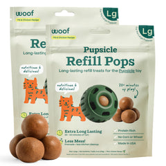 WOOF empaque frontal del pack mostrando 7 unidades, práctico para llevar