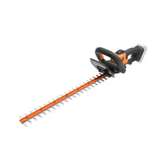 WORX hedge trimmer front view showing lightweight design and 22-inch blade for efficient shaping