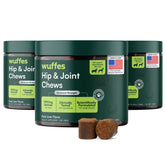 Wuffes front packaging for large-breed hip and joint chews showing product benefits
