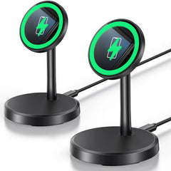 Xiauodo front view of two black magnetic charging stands showing compact design and stability