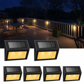 XLUX front view of six black stainless solar lights showing clean design and durability