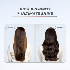 Aplicación de XMONDO en cabello seco con manos, facilita color uniforme