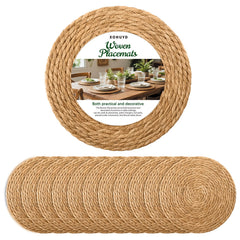 XOHUYD front view of stacked placemats showing natural rattan look and ready-to-use protection
