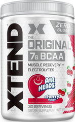 Xtend Airheads Cherry frente del envase mostrando marca y beneficio de recuperación