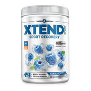 Xtend front tub showing Blue Raspberry Ice branding and servings benefit
