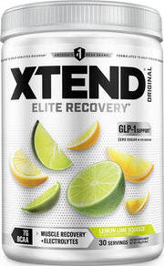 Xtend envase delantero Lemon Lime Squeeze mostrando 30 servings y diseño claro