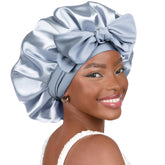 YANIBEST gorro satén azul frontal mostrando diseño y confort