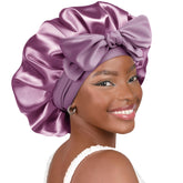 YANIBEST gorro satinado morado vista frontal protege el peinado