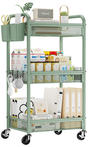 YASONIC green cart front view showing tidy storage and durable frame