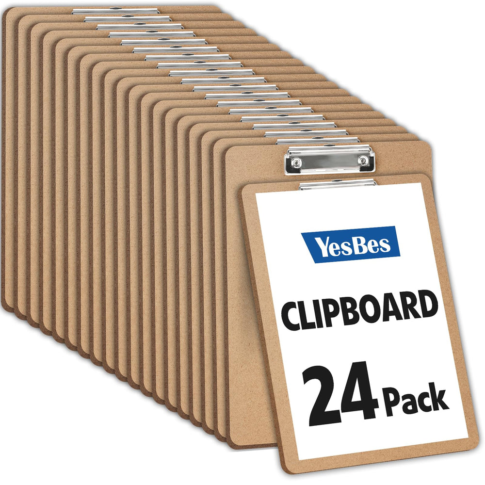 YesBes paquete de 24 clipboards frontales mostrando uniformidad y ahorro