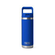 YETI Rambler 18 oz front view in royal blue showing durable finish and compact size