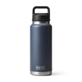 YETI Rambler navy front view showing robust bottle and secure cap benefit