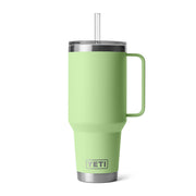YETI Rambler front view in Key Lime showing durable insulated cup benefit