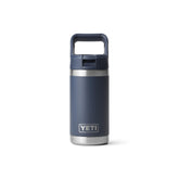 YETI Rambler Jr frente Navy mostrando su forma compacta y durabilidad