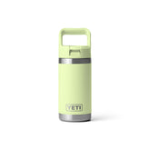 YETI Rambler Jr vista frontal con acabado Grasshopper y cierre seguro