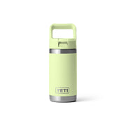 YETI Rambler Jr vista frontal con acabado Grasshopper y cierre seguro