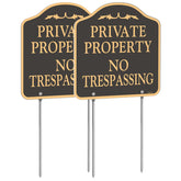 YHAIATTA front view of no trespassing sign showing clear message and curbside visibility