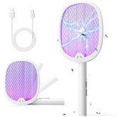 YISSVIC vista frontal de la raqueta blanca con manija ergonómica y diseño plegable