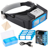 YOCTOSUN headband magnifier front view showing comfortable padding and lens stack benefit viewing comfort