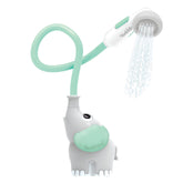Yookidoo elephant front view showing compact sprayer and child-friendly design benefit gentle rinses