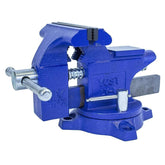 Yost LV-4 front view showing blue body and secured workpiece for stable clamping
