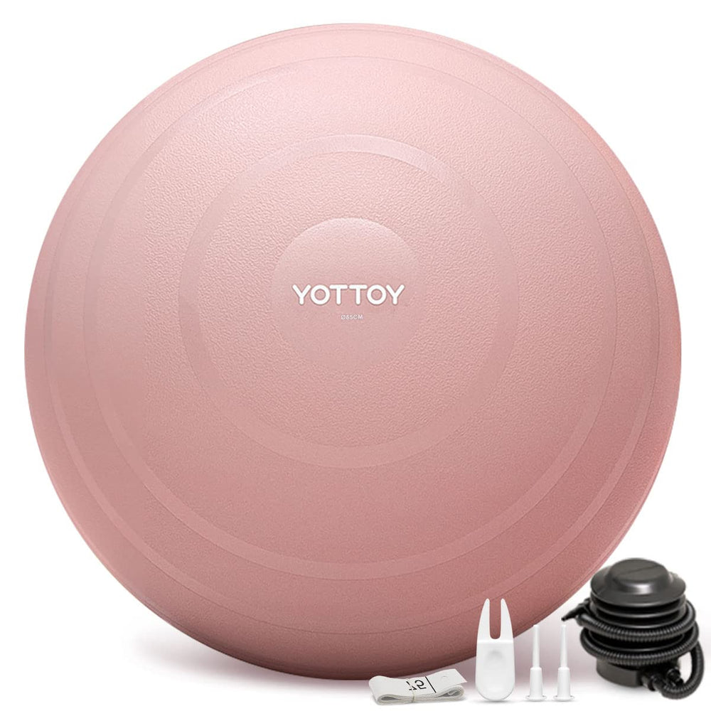 YOTTOY pelota frontal y empaque mostrando color rosa y diseño seguro