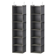 YOUDENOVA front view of two grey hanging organizers showing compact storage benefit