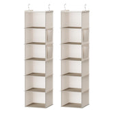 YOUDENOVA front view showing six beige shelves and neat organization benefit