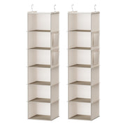 YOUDENOVA front view showing six beige shelves and neat organization benefit