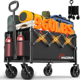 Yozoia vista frontal del carrito plegable con carga, facilita transporte cómodo