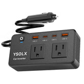 YSOLX inversor frontal mostrando enchufes AC y diseño compacto para carga múltiple