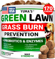 YUMA'S envase frontal mostrando 170 chucherías para césped más verde y cuidado