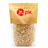 Yupik paquete frontal mostrando anacardos enteros y sin sal, práctico para snacks
