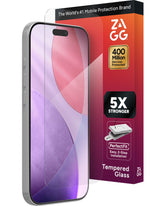 ZAGG Glass Elite front view showing full-coverage clarity and protection