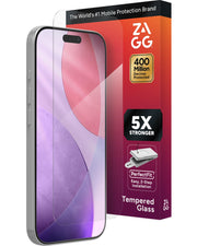 ZAGG Glass Elite front view showing full-coverage clarity and protection